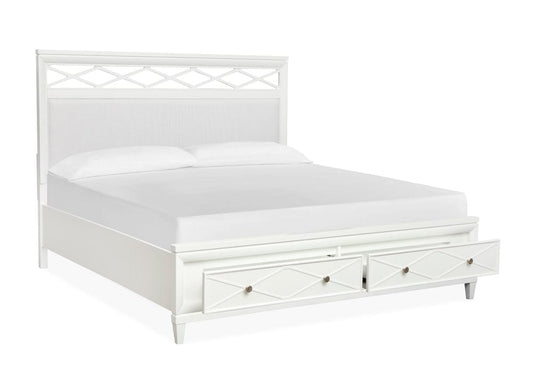 Henry & Mason  -  Springmere Whisper White King Upholstered Panel Storage Bed  - AFA01285 view 2