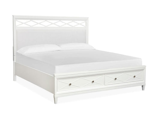Henry & Mason  -  Springmere Whisper White Queen Upholstered Panel Storage Bed  - AFA01288 view 1