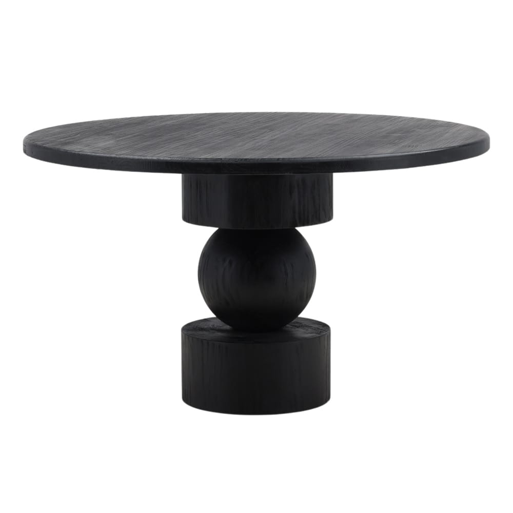 Henry & Mason - Stevie 52in Round Reclaimed Pine Wood Dining Table in Matte Black - DV7458 veiw 1
