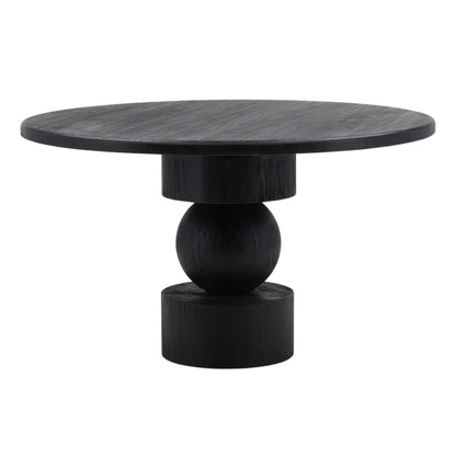 Henry & Mason - Stevie 52in Round Reclaimed Pine Wood Dining Table in Matte Black - DV7458 veiw 1