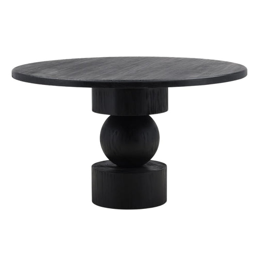 Henry & Mason - Stevie 52in Round Reclaimed Pine Wood Dining Table in Matte Black - DV7458 veiw 1
