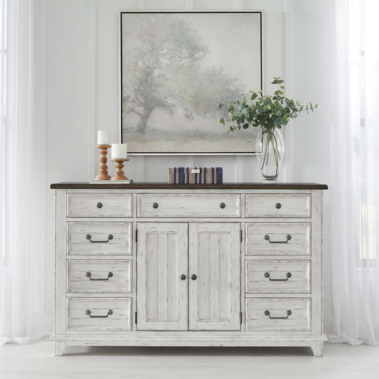 Henry & Mason - Stream Side 2 Door 9 Drawer Dresser in Riverstone White & Tobacco - AFA01870 view 1