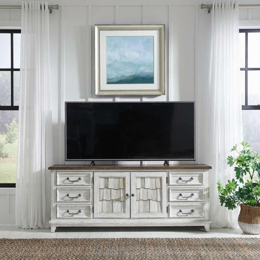 Henry & Mason - Stream Side 75 Inch Entertainment Console in Riverstone White & Tobacco - AFA01927 view 1