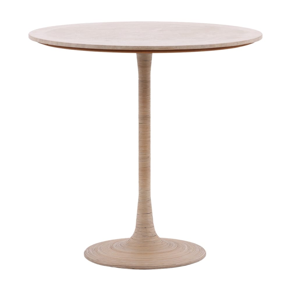 Henry & Mason - Streep 36in Round Tavertine and Iron Bistro Table with Rattan Trim - DV7483 veiw 1