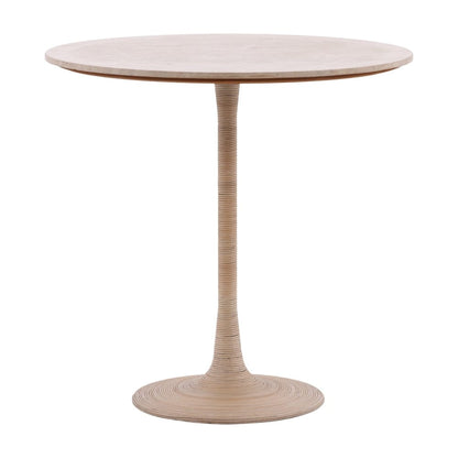 Henry & Mason - Streep 36in Round Tavertine and Iron Bistro Table with Rattan Trim - DV7483 veiw 1
