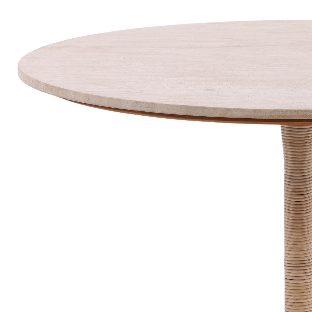 Henry & Mason - Streep 36in Round Tavertine and Iron Bistro Table with Rattan Trim - DV7483 veiw 2