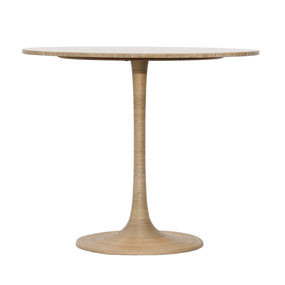 Henry & Mason - Streep 36in Round Tavertine and Iron Bistro Table with Rattan Trim - DV7020 veiw 1