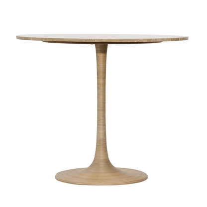 Henry & Mason - Streep 36in Round Tavertine and Iron Bistro Table with Rattan Trim - DV7020 veiw 1