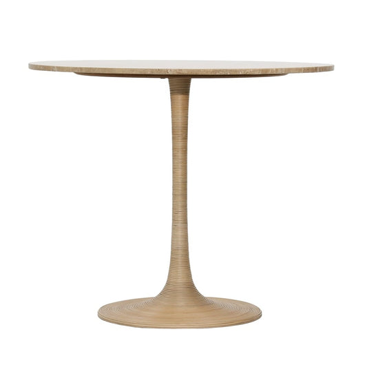 Henry & Mason - Streep 36in Round Tavertine and Iron Bistro Table with Rattan Trim - DV7020 veiw 1