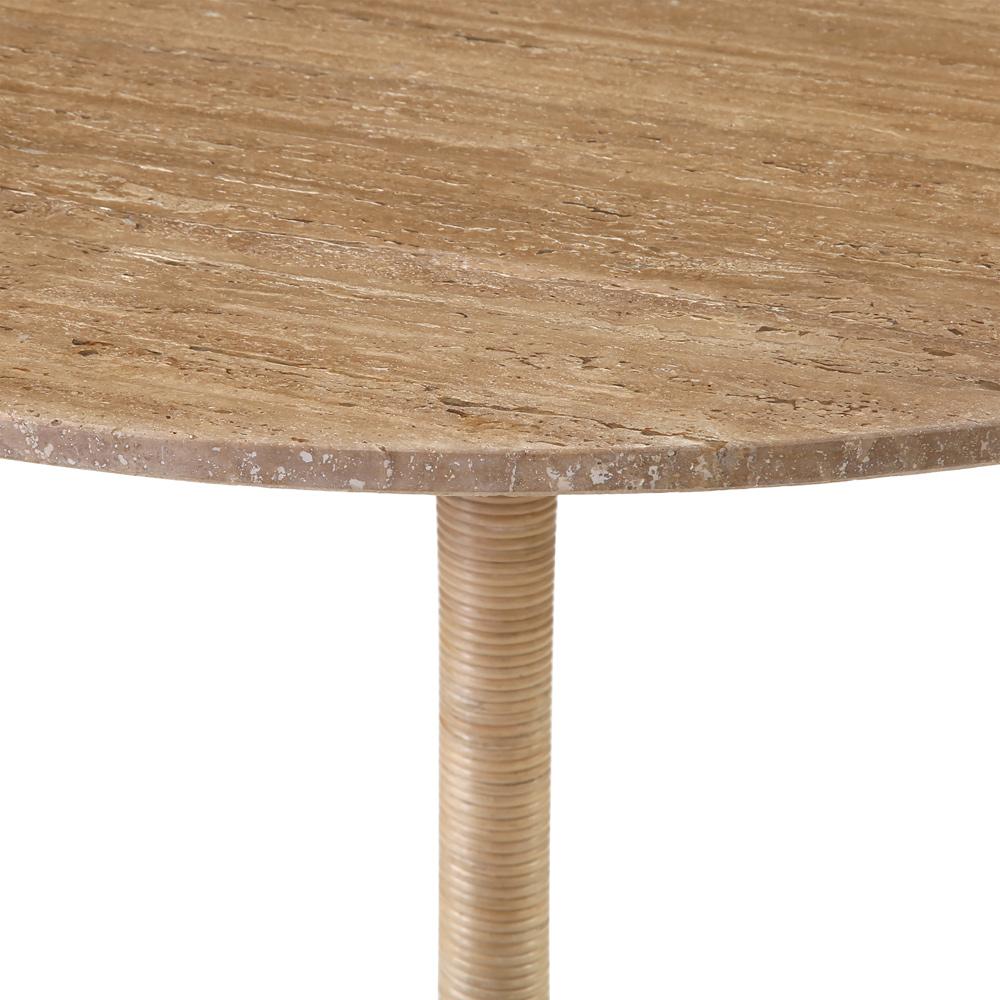 Henry & Mason - Streep 36in Round Tavertine and Iron Bistro Table with Rattan Trim - DV7020 veiw 3