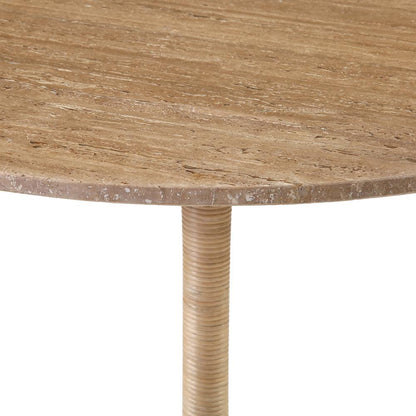 Henry & Mason - Streep 36in Round Tavertine and Iron Bistro Table with Rattan Trim - DV7020 veiw 3