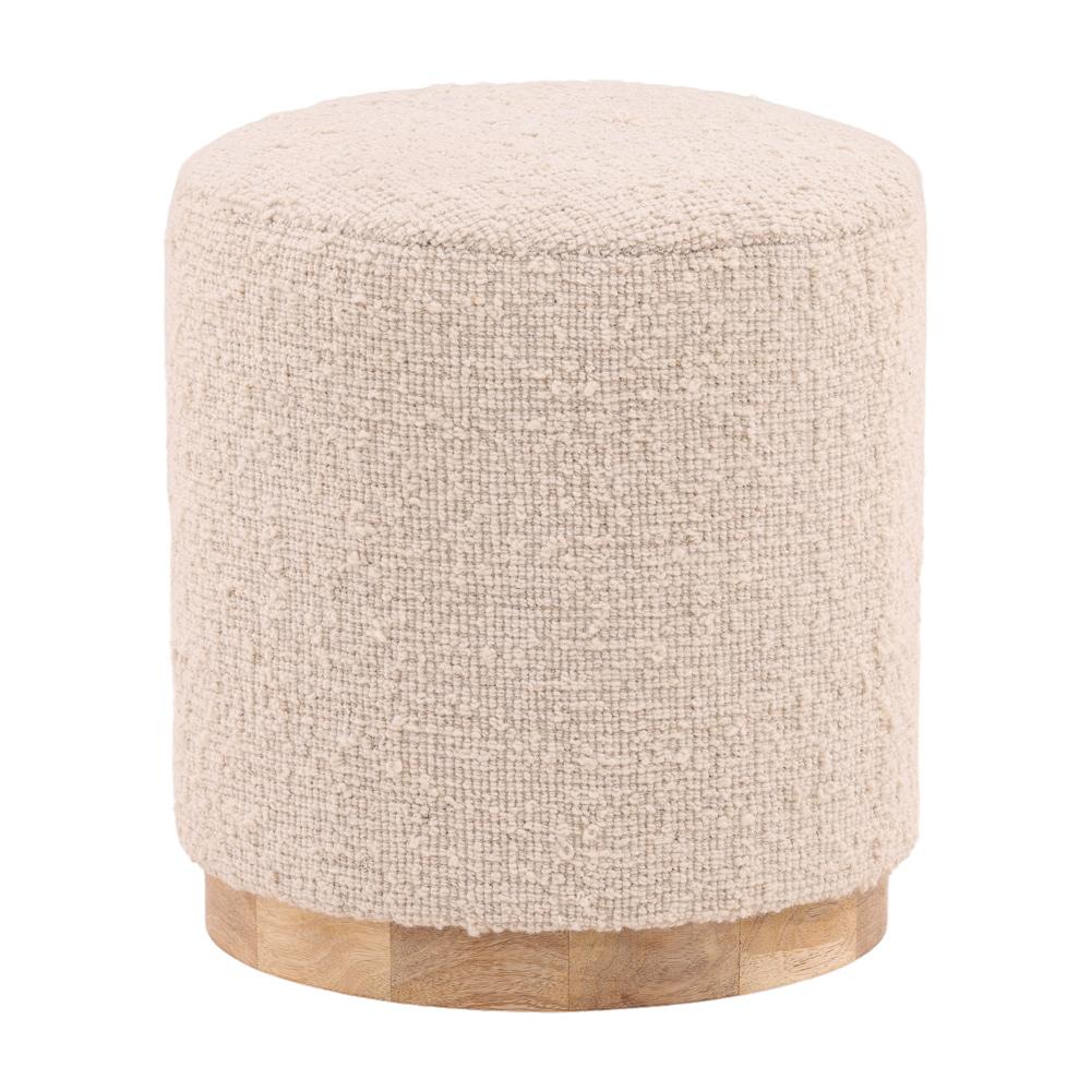Henry & Mason - Sullivan Handwoven Ivory Wool Stool with Natural Wood Base - DV7603 veiw 1