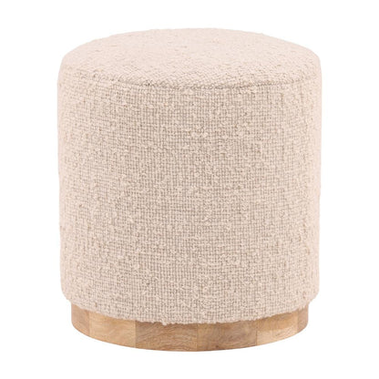 Henry & Mason - Sullivan Handwoven Ivory Wool Stool with Natural Wood Base - DV7603 veiw 1