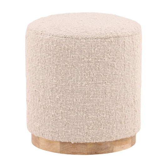 Henry & Mason - Sullivan Handwoven Ivory Wool Stool with Natural Wood Base - DV7603 veiw 1