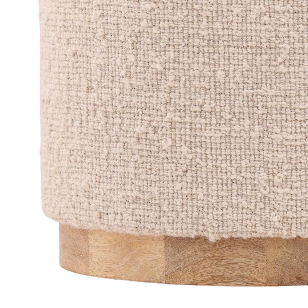 Henry & Mason - Sullivan Handwoven Ivory Wool Stool with Natural Wood Base - DV7603 veiw 3