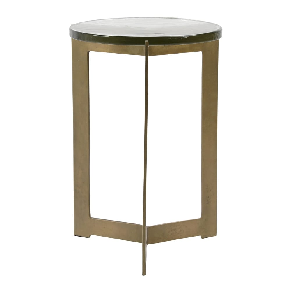 Henry & Mason - Sylvan Antique Brass Finished Aluminum Side Table with Glass Top - DV7836 veiw 1