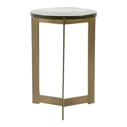Henry & Mason - Sylvan Antique Brass Finished Aluminum Side Table with Glass Top - DV7836 veiw 1
