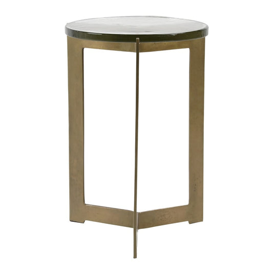 Henry & Mason - Sylvan Antique Brass Finished Aluminum Side Table with Glass Top - DV7836 veiw 1