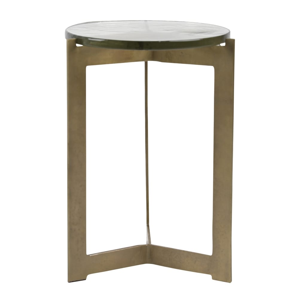 Henry & Mason - Sylvan Antique Brass Finished Aluminum Side Table with Glass Top - DV7836 veiw 2