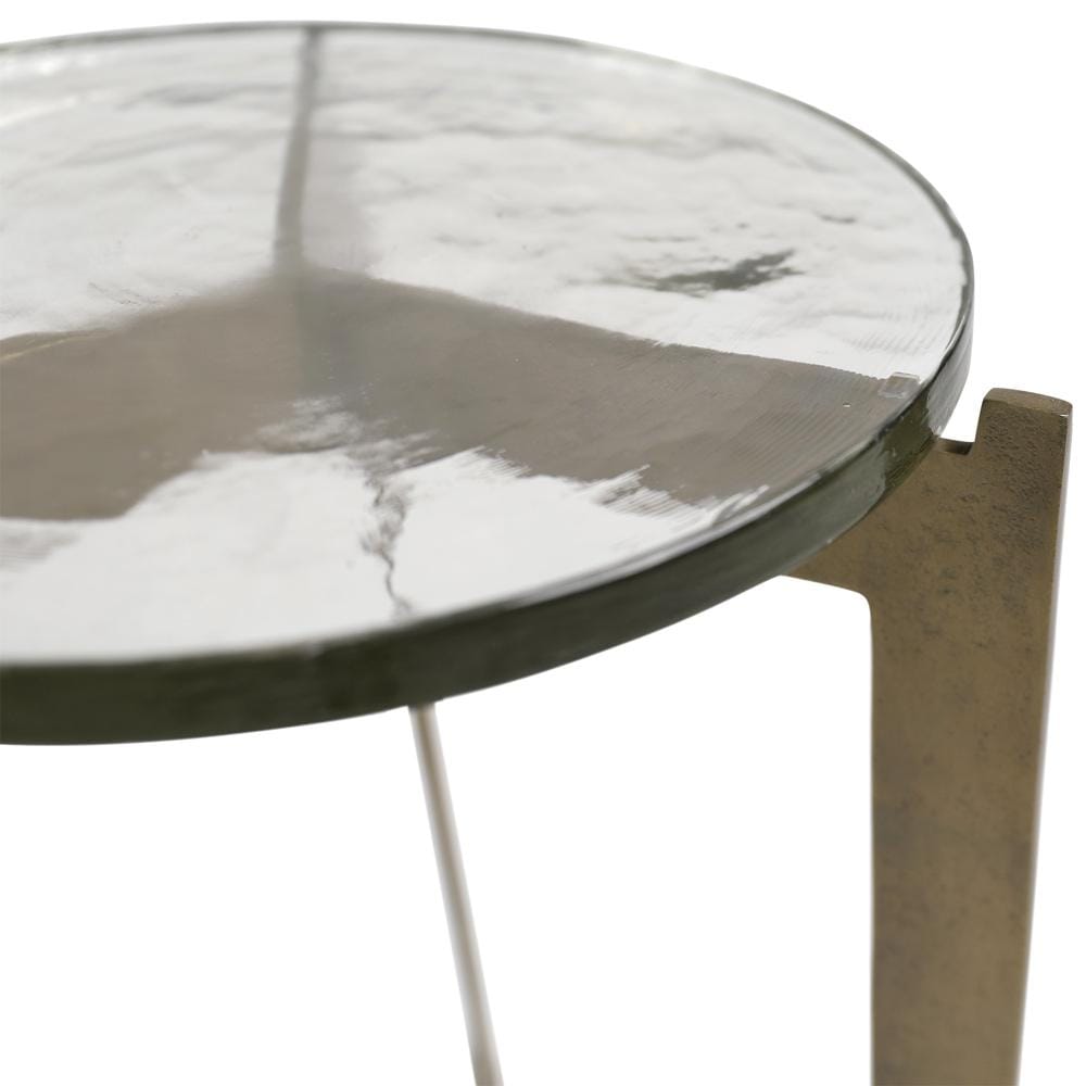Henry & Mason - Sylvan Antique Brass Finished Aluminum Side Table with Glass Top - DV7836 veiw 3