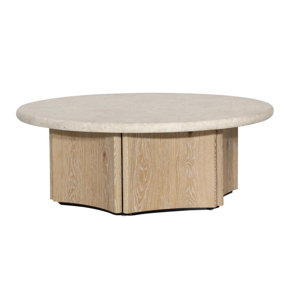 Henry & Mason - Tampago Natural Oak Wood Coffee Table With Cream Marble Top - DV7632 veiw 1