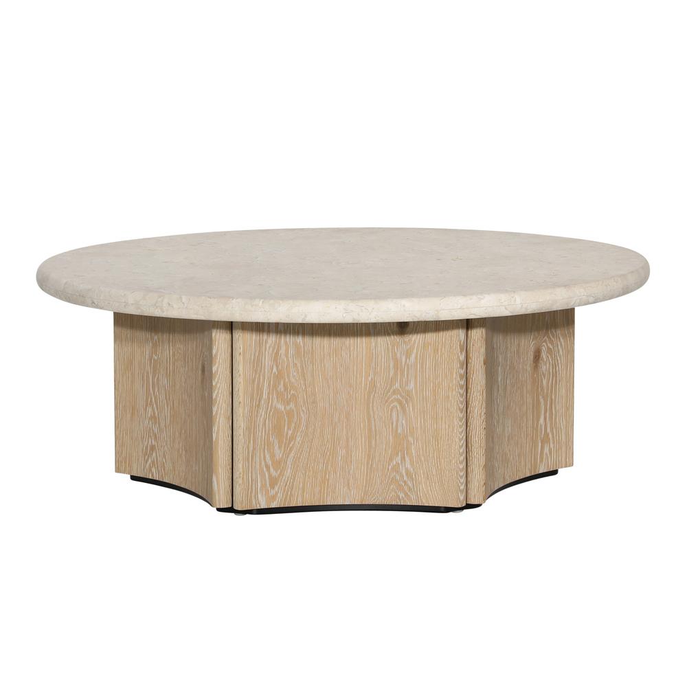 Henry & Mason - Tampago Natural Oak Wood Coffee Table With Cream Marble Top - DV7632 veiw 2