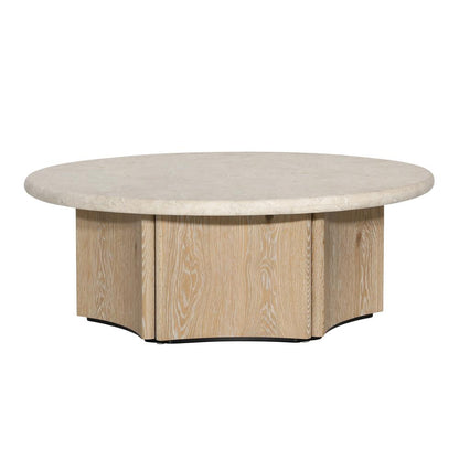 Henry & Mason - Tampago Natural Oak Wood Coffee Table With Cream Marble Top - DV7632 veiw 2