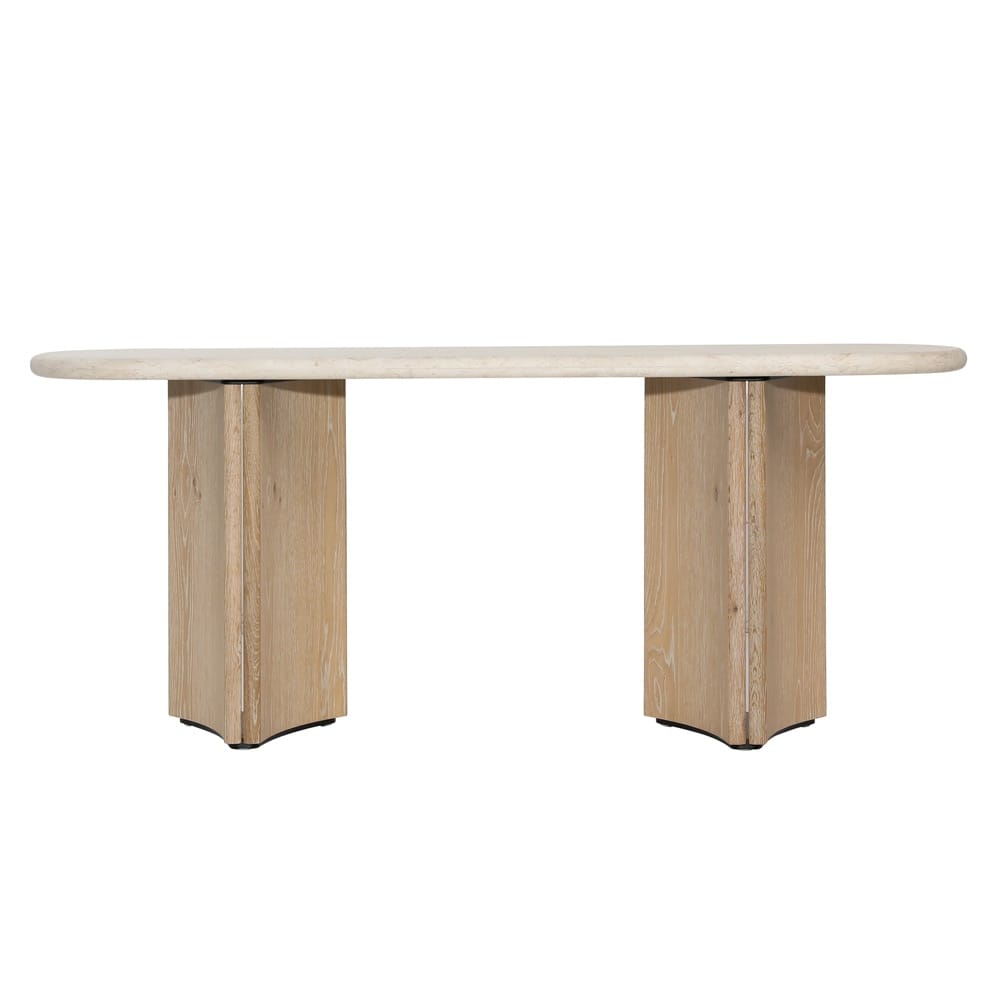 Henry & Mason - Tampago Natural Oak Wood Console Table With Cream Marble Top - DV7633 veiw 2
