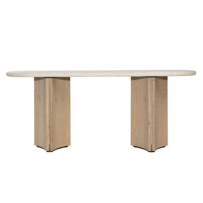 Henry & Mason - Tampago Natural Oak Wood Console Table With Cream Marble Top - DV7633 veiw 2