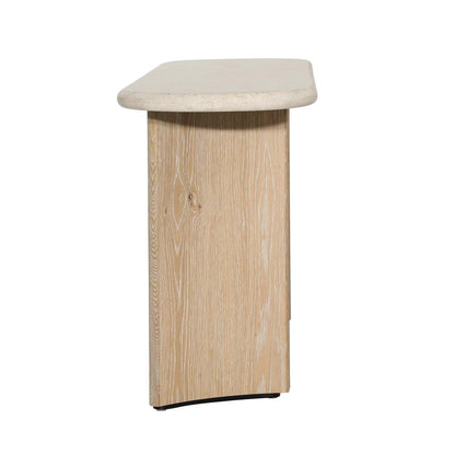 Henry & Mason - Tampago Natural Oak Wood Console Table With Cream Marble Top - DV7633 veiw 3