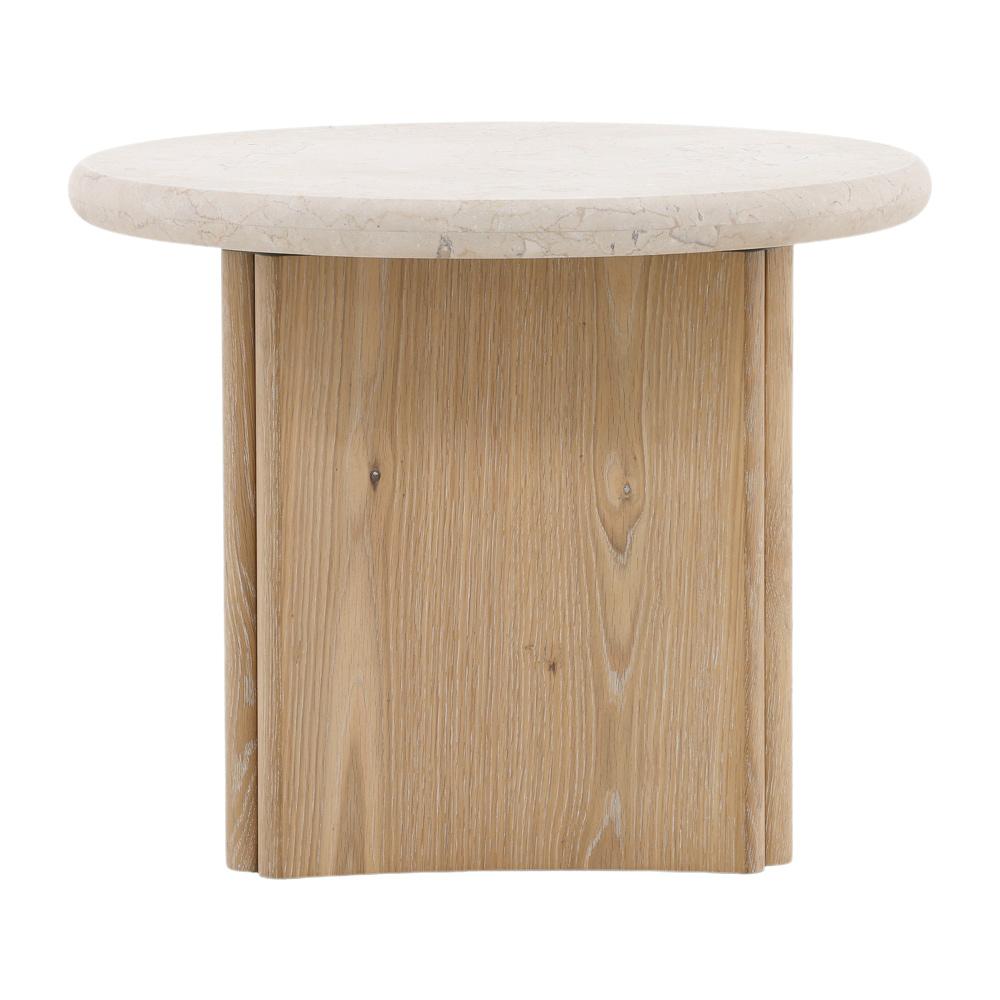 Henry & Mason - Tampago Natural Oak Wood Side Table With Cream Marble Top - DV7634 veiw 2