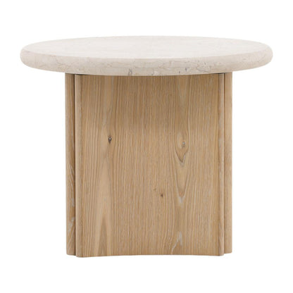 Henry & Mason - Tampago Natural Oak Wood Side Table With Cream Marble Top - DV7634 veiw 2