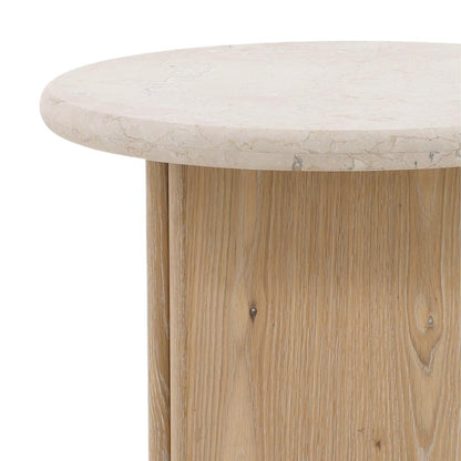 Henry & Mason - Tampago Natural Oak Wood Side Table With Cream Marble Top - DV7634 veiw 3