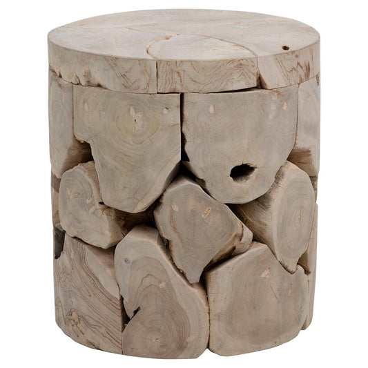 Henry & Mason - Tanzie Round Bleached Teak Wood Side Table - DV7882 veiw 1