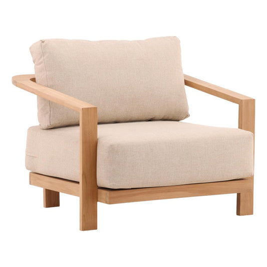 Henry & Mason - Terisin Natural Teak Wood Outdoor Chair with Sand Linen Fabric - DV7665 veiw 1
