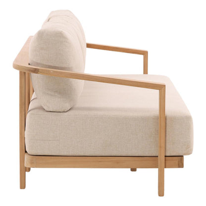 Henry & Mason - Terisin Natural Teak Wood Outdoor Sofa with Sand Linen Fabric - DV7666 veiw 3