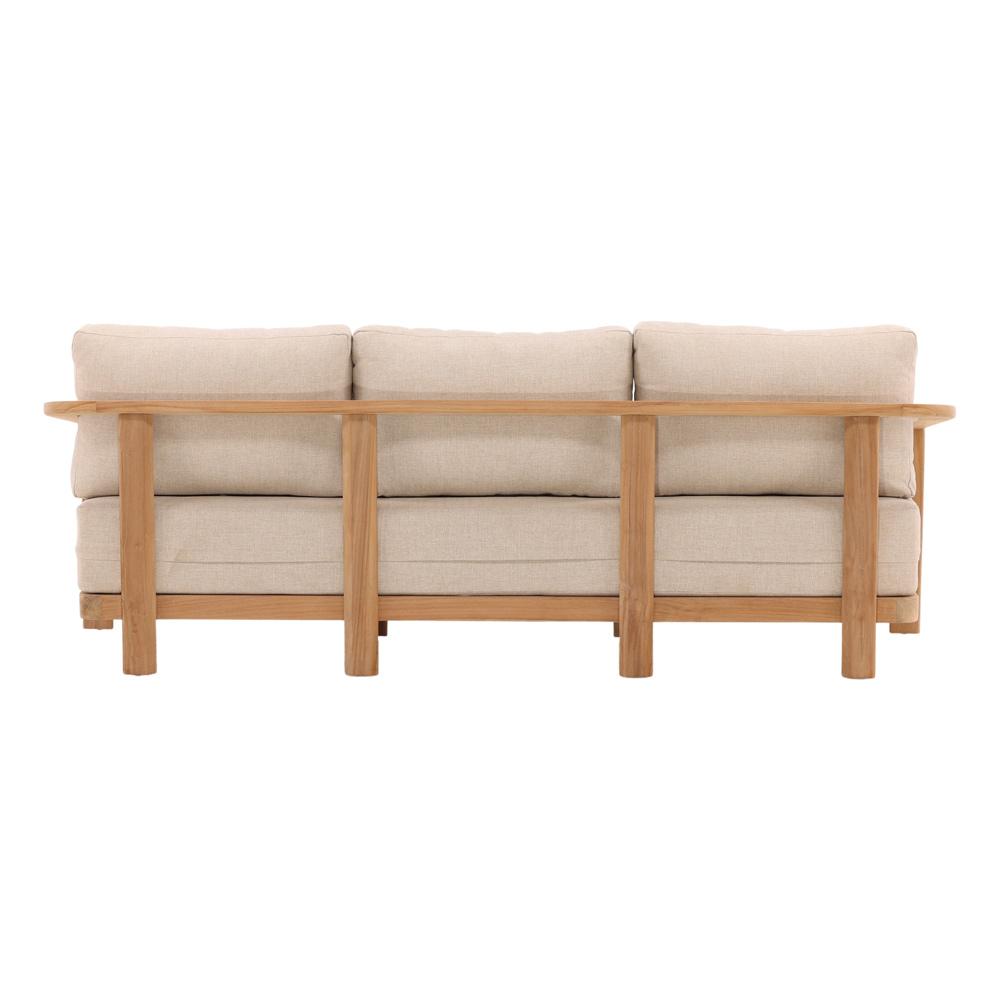 Henry & Mason - Terisin Natural Teak Wood Outdoor Sofa with Sand Linen Fabric - DV7666 veiw 4