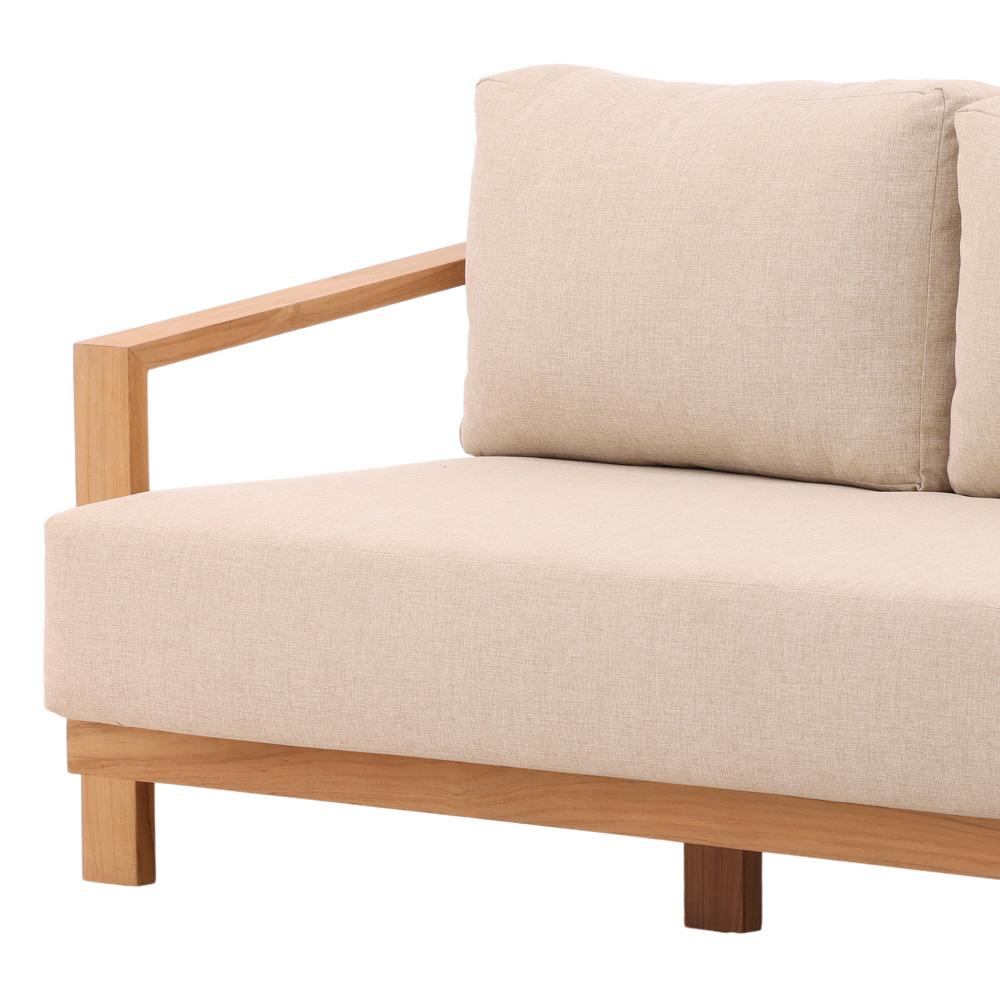 Henry & Mason - Terisin Natural Teak Wood Outdoor Sofa with Sand Linen Fabric - DV7666 veiw 5