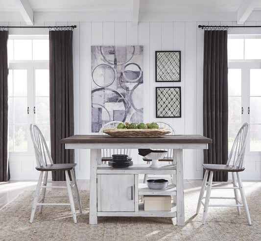 Henry & Mason - The Grange 5 Piece Gathering Table Set in Two Tone White with Wood Tone Tops - AFA01493 view 1