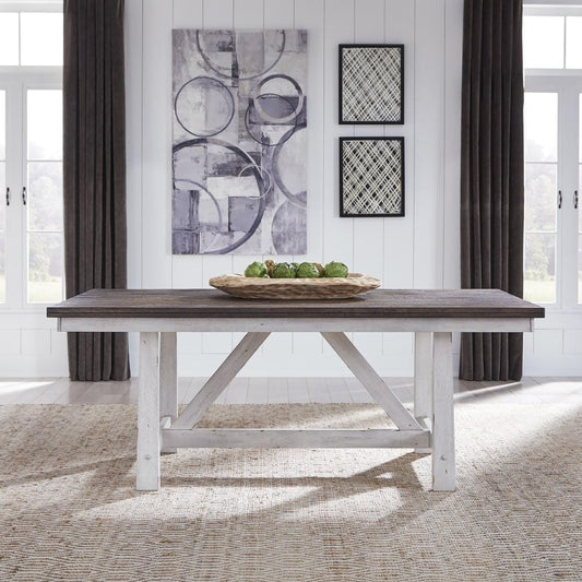 Henry & Mason - The Grange Fixed Top Trestle Table in Two Tone White with Wood Tone Tops - AFA01501 view 1