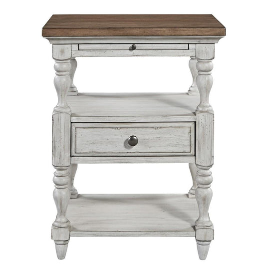 Henry & Mason - The Grange Modern Grange 1 Drawer Night Stand in Antique White with Chestnut Tops - AFA03287 view 1