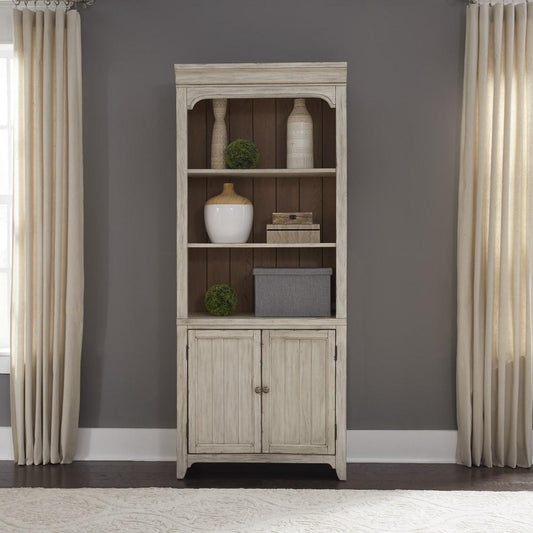 Henry & Mason - The Grange Modern Grange Bookcase in Antique White with Chestnut Tops - AFA03324 view 1