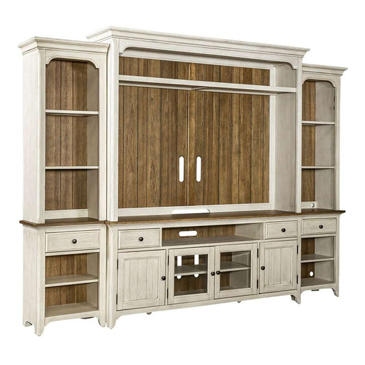 Henry & Mason - The Grange Modern Grange Entertainment Center with Piers in Antique White with Chestnut Tops - AFA03319 view 1