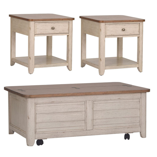 Henry & Mason - The Grange Modern Grange Opt 3 Piece Set in Antique White with Chestnut Tops - AFA03336 view 1