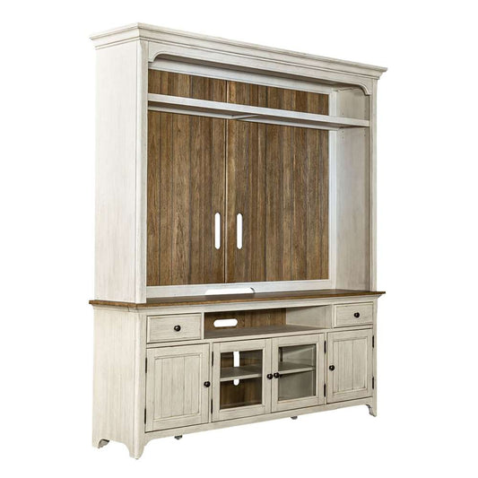 Henry & Mason - The Grange Modern Grange Opt Entertainment Center in Antique White with Chestnut Tops - AFA03320 view 1