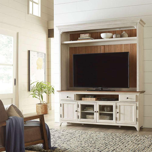 Henry & Mason - The Grange Modern Grange Opt Entertainment Center in Antique White with Chestnut Tops - AFA03320 view 2