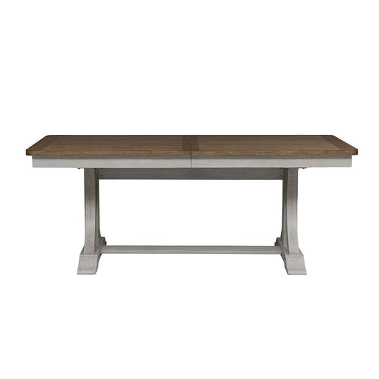Henry & Mason - The Grange Modern Grange Trestle Table in Antique White with Chestnut Tops - AFA03318 view 2