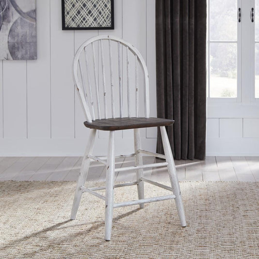 Henry & Mason - The Grange Windsor Back Counter Chair (Set of 2) in Two Tone White with Wood Tone Tops - AFA01488 view 1