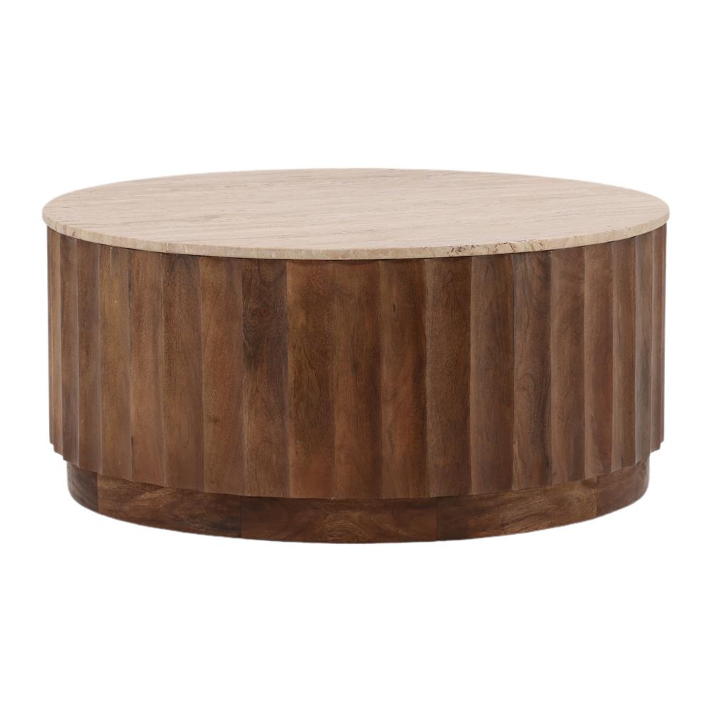 Henry & Mason - Tillie Brown Wood and Tavertine Coffee Table  - DV7641 veiw 1