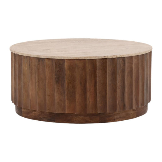 Henry & Mason - Tillie Brown Wood and Tavertine Coffee Table  - DV7641 veiw 1